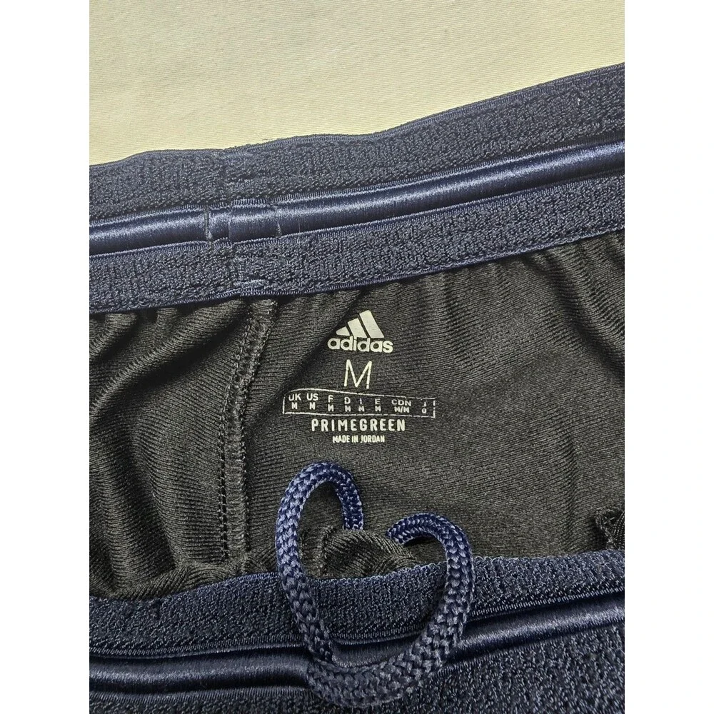 Adidas Track Pants Mens M Black Polyester Stretch Tapered 3 Strips Fleece